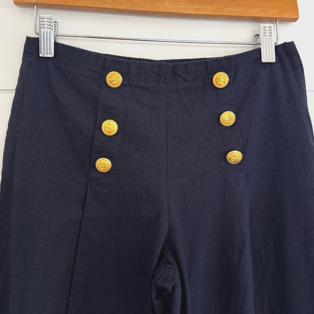 Vintage You Babes Navy Blue Sailor Pants Gold Buttons Wide Leg Women’s 5 80s 90s - Picture 5 of 16